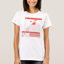 Red Beige Gray Geometric Abstrakt Art MCM Look T-Shirt