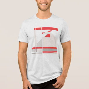Red Beige Gray Geometric Abstrakt Art MCM Look Tri-Blend Shirt