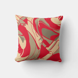 Red Beige Taupe Swirbeln florales Diagonaldesign Kissen
