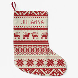Red & Beige Ugly Christmas Sweater - Ihr Name Kleiner Weihnachtsstrumpf
