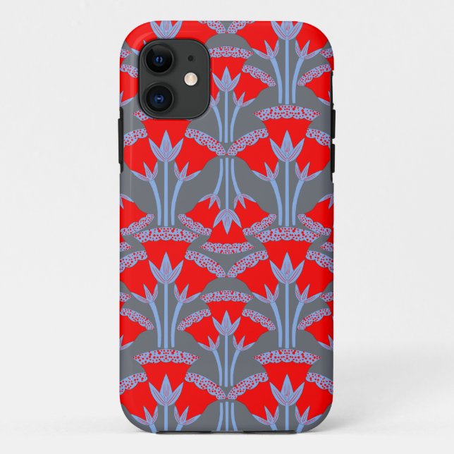 Red Bellflower iPhone 11 Case | One Owl Artist (Rückseite)