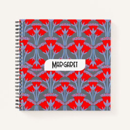 Red Bellflower Name Personalized Cute Notebook Notizbuch
