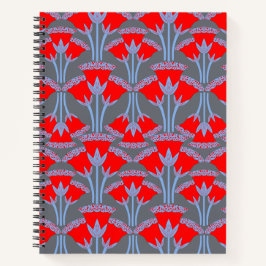 Red Bellflower Spiral Notebook Notizbuch