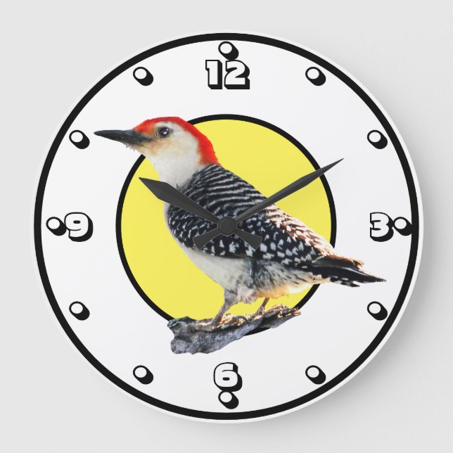 Red-Bellied Woodpecker Große Wanduhr (Vorderseite)