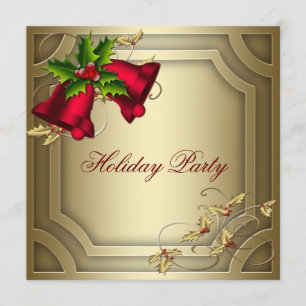 Red Bells Gold Corporate Weihnachten Party Einladung