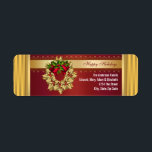 Red Bells Gold Holly Red Christmas Address Labels<br><div class="desc">Goldkranz mit roten Glocken Weihnachtsadressen oder Weihnachtsgeschenketiketten. Passen Sie Ihren Wünschen nach Schriftart,  Schriftart und Schriftart an.</div>