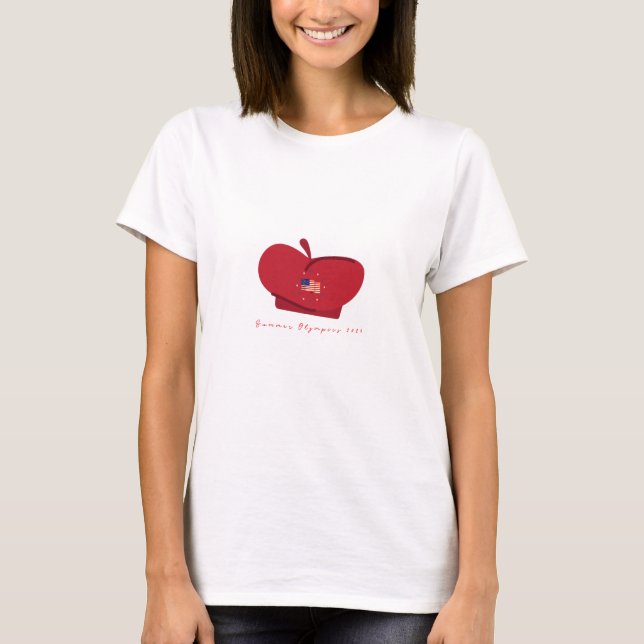 Red Beret mit US-Flagge - Sommer-Olympia 2024 T-Shirt (Vorderseite)