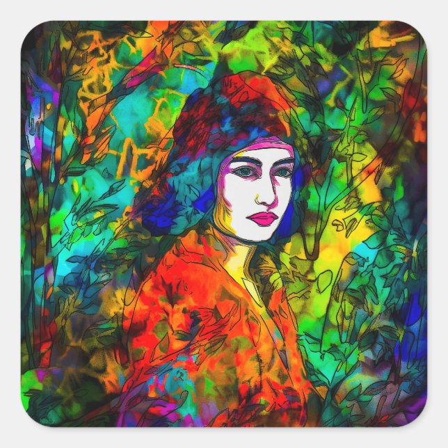 Red Beret Quadratischer Aufkleber (Vorderseite)