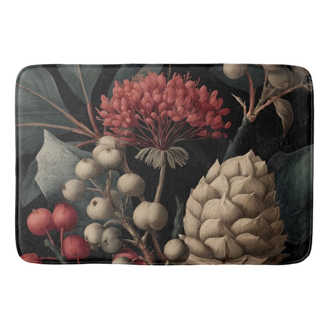 Red Berries and Exotic Seed Pods on Black Badematte (Vorderseite)