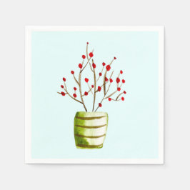Red Berries Aquarellen Weihnachten Serviette