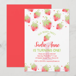Red Berries Berry Sweet Strawberry Birthday Einladung