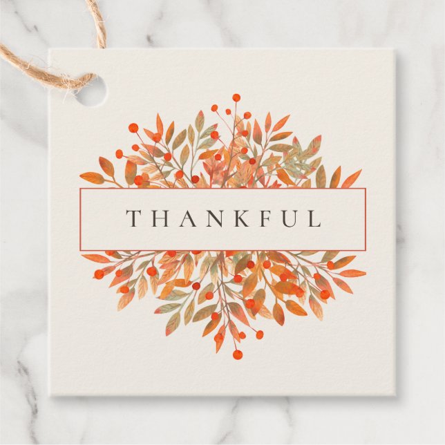 Red Berries & Blätter Anpassbare botanische Elfenb Geschenkanhänger (Vorderseite)