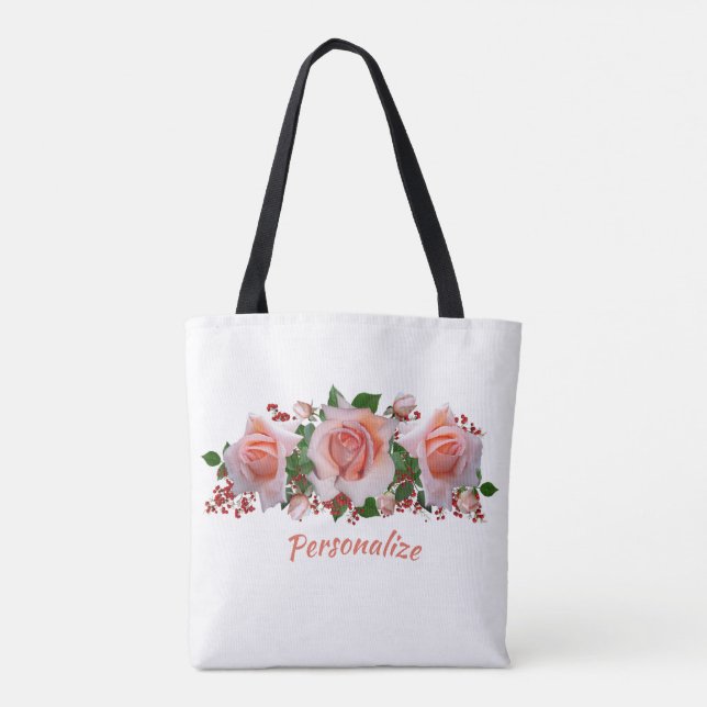 Red Berries Blume Bouquet Stylish Personalize Tasche (Rückseite)