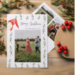 Red Berries Boho Frohe Weihnachtsfamilie Card Einladung<br><div class="desc">Ein weinrockiger,  moderner minimalistischer Schriftart für Happy Holidays</div>