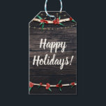 Red Berries Branches & Lights Rustic Holiday Party Geschenkanhänger<br><div class="desc">Gift-Tags</div>
