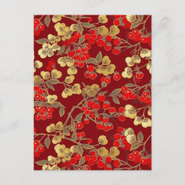 Red Berries Chiyogami Postkarte