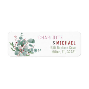 Red Berries & Eukalyptus Wedding Address Label