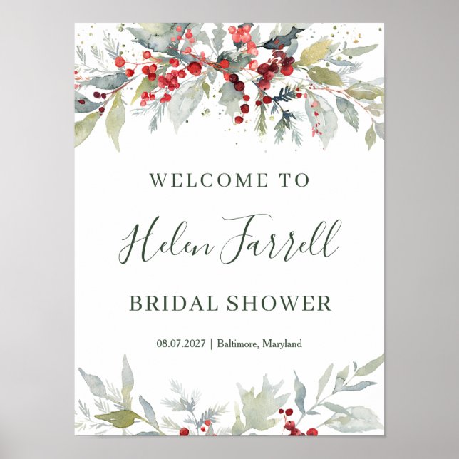 Red Berries Foliage Brautparty Poster (Vorne)