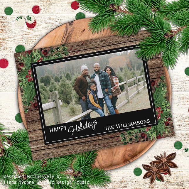 Red Berries Green Holly Niedlich Botanical Foliage Postkarte (Von Creator hochgeladen)