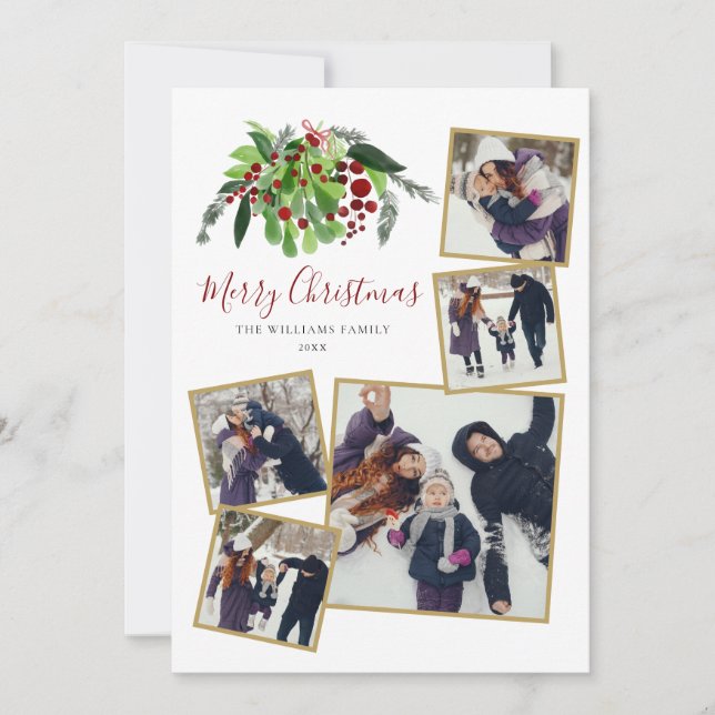 Red Berries Greenery 5 Foto Weihnachten (Vorderseite)