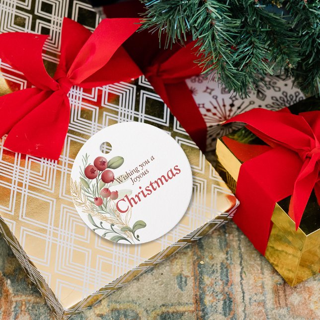 Red Berries Greenery Elegante Weihnachten Geschenkanhänger (Von Creator hochgeladen)