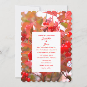 Red Berries Herbstlaub Berry Cool Wedding Einladung