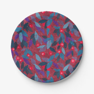 Red Berries Minimal floral Muster Einfache Botanik Pappteller