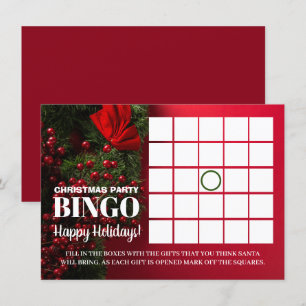Red Berries & Mistletoe, Christmas Party Bingo Einladung