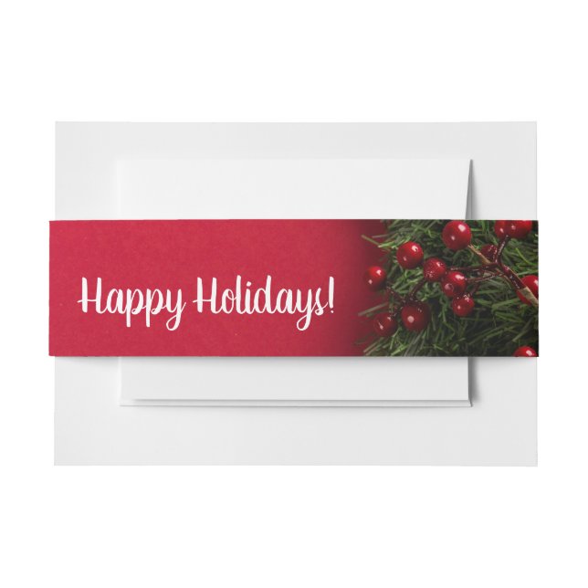 Red Berries & Mistletoe, Weihnachten Einladungsbanderole (Vorderseite Beispiel)