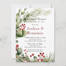 Red Berries Pine Wreath Wedding Probe Dinner