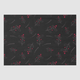 Red Berries und Blätter Weihnachten Schwarz Seidenpapier