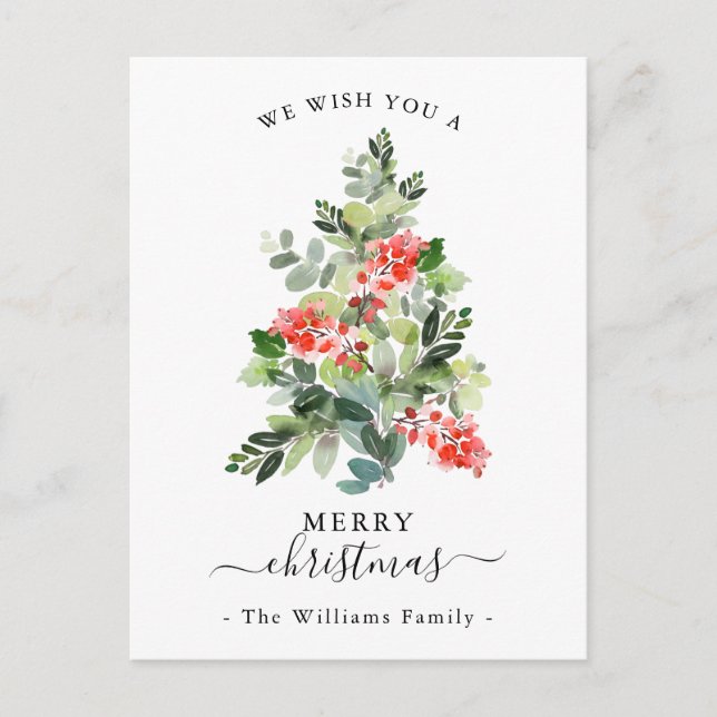 Red Berries und Holly Xmas Baum Frohe Weihnachten (Vorderseite)