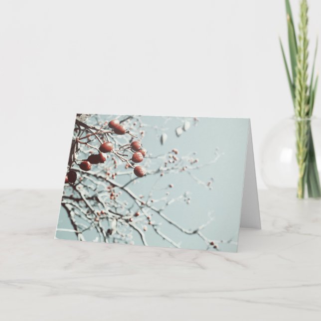 Red Berries Weihnachtskarte Feiertagskarte (Vorderseite)