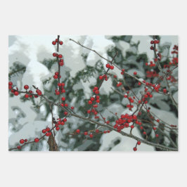 Red Berries Weihnachtswrapping Paper Geschenkpapier Set