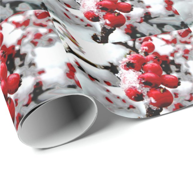 Red Berries Wrapping Paper Geschenkpapier (Rolleneckpunkt)