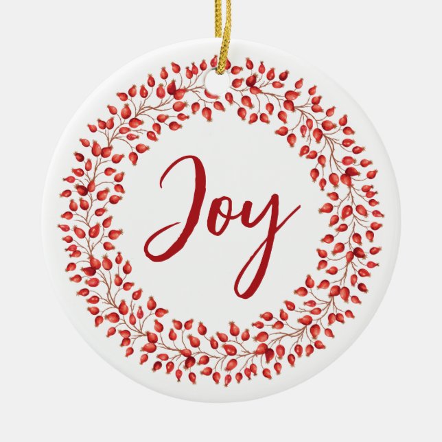 Red Berries Wreath Corporate Christmas Ornament (Vorne)