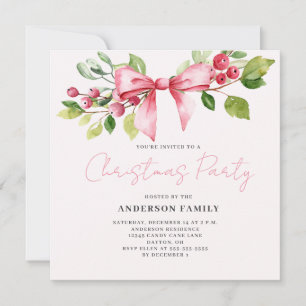 Red Berry Bow Noël Fête Invitation