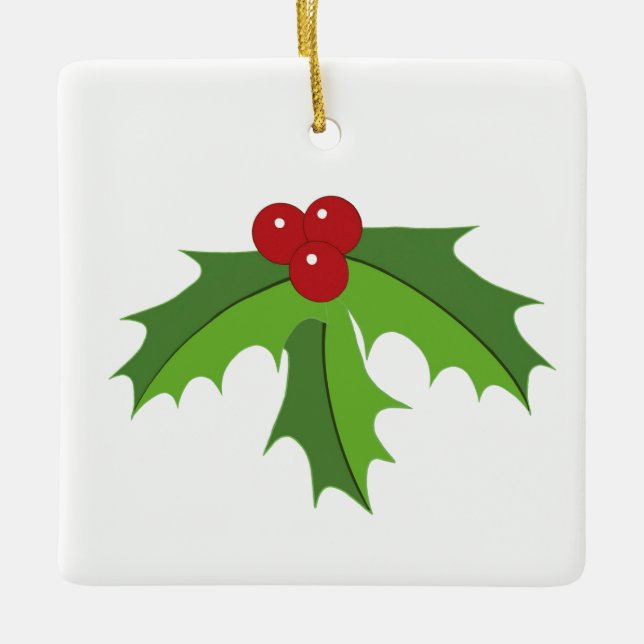 Red Berry Holly Keramikornament (Vorderseite)