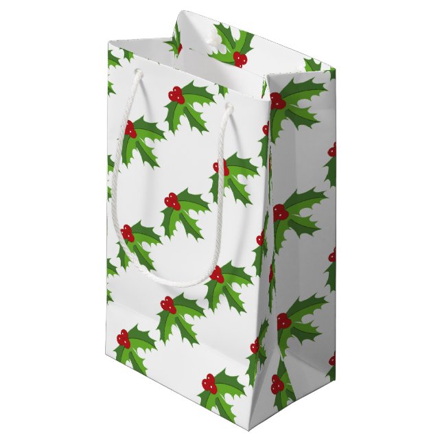 Red Berry Holly Kleine Geschenktüte (Vorderseite Schrägansicht)