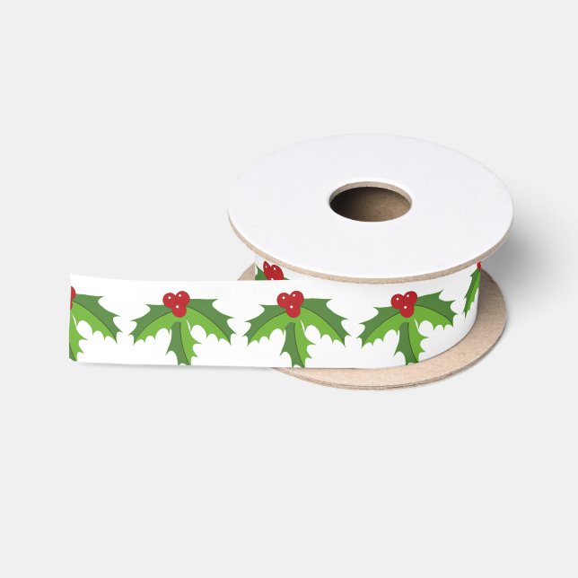 Red Berry Holly Satinband (Spule)