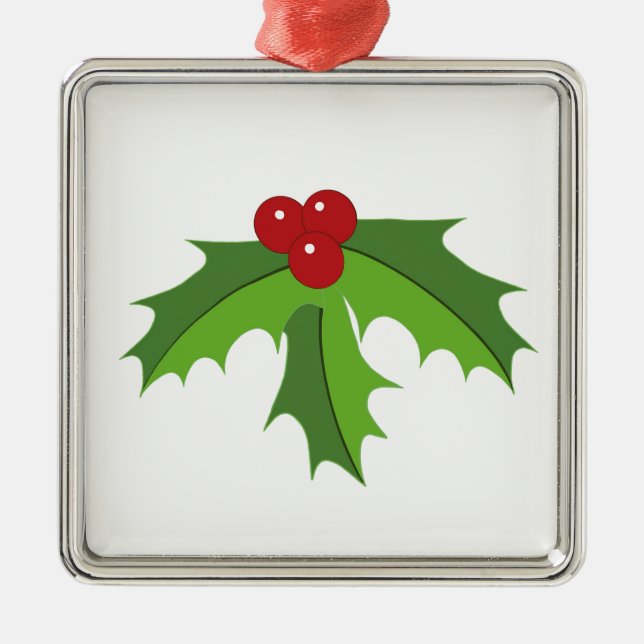 Red Berry Holly Silbernes Ornament (Vorne)
