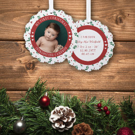 Red Berry Pattern Einführung Baby 1. Weihnachten Ornament Karte