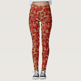 Red Berry Pattern Leggings