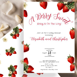 Red Berry Sweet Strawberry Girl Baby Dusche Einladung