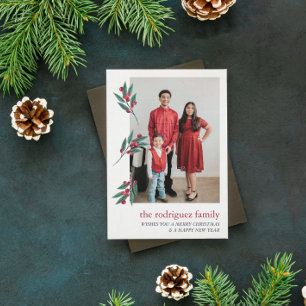 Red Berry Twigs Photo Joyeux Noël Carte de vacance