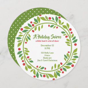 Red Berry Wreath Fête Invitation