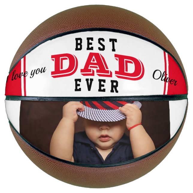 Red Best Vater Ever Vatertypografie Foto Basketball (Vorderseite)