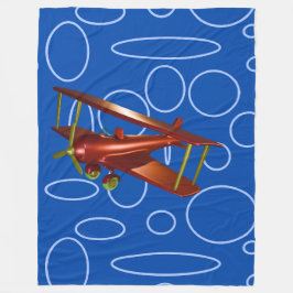 Red Bi-Flugzeug auf blauen Kreisläufen Fleecedecke