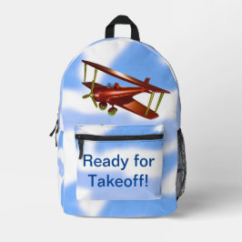 Red Bi-Flugzeug bereit für den Start Bedruckter Rucksack