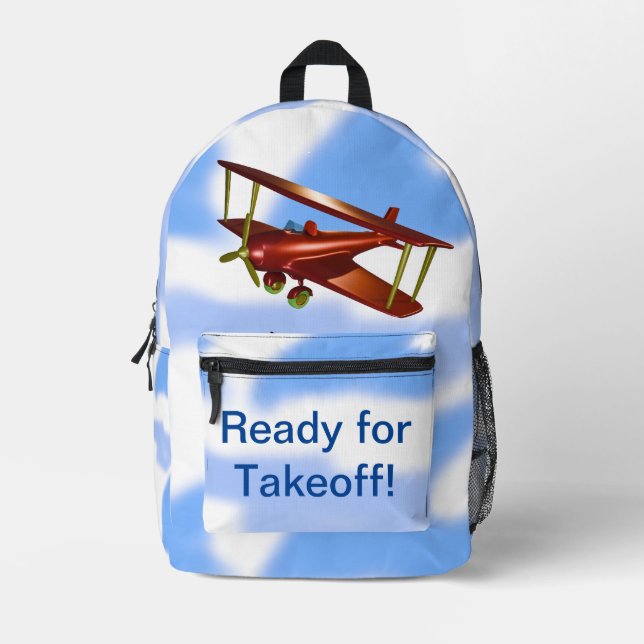 Red Bi-Flugzeug bereit für den Start Bedruckter Rucksack (Vorderseite)